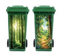 Peacoblue Wheelie Bin Stickers 2 Sheets Mountains and Forests Sticky Dustbin Stickers Decals, 15in x 32in Waterproof Large Wraps for Bins, Fridge, Wall Outdoor Indoor Patio Decor, Home Decoration