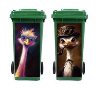 Peacoblue Wheelie Bin Stickers 2 Sheets Ostrich Sticky Dustbin Stickers Decals, 15in x 32in Waterproof Self Adhesive Large Wraps for Bins, Fridge, Wall Outdoor Indoor Patio Decor, Home Decoration