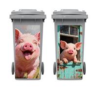 Peacoblue Wheelie Bin Stickers 2 Sheets Pig Sticky Dustbin Stickers Decals, 15"x 32" Waterproof Large Wraps for Trash Cans Bins Driveway Garden Outdoor Indoor Patio Decor