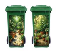 Peacoblue Wheelie Bin Stickers 2 Sheets Potted Plants in Gardens Sticky Dustbin Stickers Decals, 15"x 32" Waterproof Large Wraps for Bins, Fridge, Wall Outdoor Indoor Patio Decor, Home Decoration