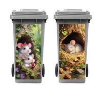 Peacoblue Wheelie Bin Stickers 2 Sheets Rat in Tree Hole Sticky Dustbin Stickers Decals, 15"x 32" Waterproof Large Wraps for Bins, Fridge, Wall Outdoor Indoor, Home Decoration