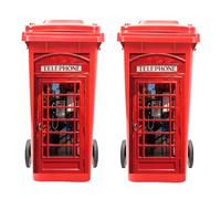peacoblue Wheelie Bin Stickers 2 Sheets Red Telephone Booth Sticky Dustbin Stickers Decals, 15"x 32" Waterproof Large Wraps for Bins, Fridge, Wall Outdoor Indoor Patio Decor, Home Decoration