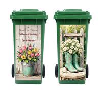 Peacoblue Wheelie Bin Stickers 2 Sheets RetroTulips and Daisies Sticky Dustbin Stickers Decals, 15" x 32" Waterproof Large Wraps for Trash Cans Bins Fridges Door Wall Garden Outdoor Indoor Patio Decor
