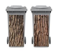 Peacoblue Wheelie Bin Stickers 2 Sheets Simulated Wood Grain Texture Sticky Dustbin Stickers Decals, 15"x 32" Waterproof Large Wraps for Bins, Fridge, Wall Outdoor Indoor Patio Decor, Home Decoration