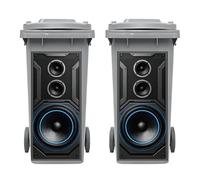 Peacoblue Wheelie Bin Stickers 2 Sheets Speaker Sticky Dustbin Stickers Decals, 15"x 32" Waterproof Large Wraps for Bins, Fridge, Wall Outdoor Indoor Patio Decor, Home Decoration