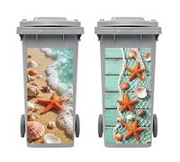 Peacoblue Wheelie Bin Stickers 2 Sheets Starfish and Seashells Sticky Dustbin Stickers Decals, 15"x 32" Waterproof Large Wraps for Bins, Fridge, Wall Outdoor Indoor,Garden, Home Decoration Decor