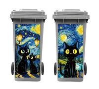 Peacoblue Wheelie Bin Stickers 2 Sheets Starry Sky Catc Sticky Dustbin Stickers Decals, 15"x 32" Waterproof Large Wraps for Bins, Fridge, Wall Outdoor Indoor Patio Decor, Home Decoration