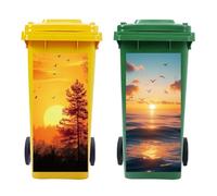 peacoblue Wheelie Bin Stickers 2 Sheets Sunset Sticky Dustbin Stickers Decals, 15in x 32in Waterproof Self Adhesive Large Decal for Trash Cans Bins Driveway Garden Outdoor Indoor Decoration