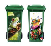 Peacoblue Wheelie Bin Stickers 2 Sheets Tree Frog Sticky Dustbin Stickers Decals, 15in x 32in Waterproof Self Adhesive Large Wraps for Bins, Fridge, Wall Outdoor Indoor Patio Decor, Home Decoration