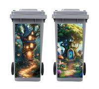 peacoblue Wheelie Bin Stickers 2 Sheets Tree House Sticky Dustbin Stickers Decals, 15in x 32in Waterproof Self Adhesive Large Decal for Trash Cans Bins Driveway Garden Outdoor Indoor Decoration