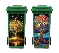 Peacoblue Wheelie Bin Stickers 2 Sheets Tree of Life Sticky Dustbin Stickers Decals, 15in x 32in Waterproof Self Adhesive Large Wraps for Bins, Fridge, Wall Outdoor Indoor Patio Decor, Home Decoration