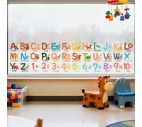 Peacoblue Window Static Cling Decal Sticker Double-sided for Large Glass Car Windows, 1 Sheet Cartoon Animals and English Alphabet 120x30CM Waterproof Window Decal for Home Office Classroom Decoration