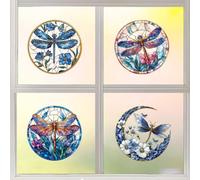 Peacoblue Window Static Cling Decal Sticker Double-Sided for Large Glass Car Windows, 1 Sheet Gorgeous Dragonfly 47.2"x11.8" Waterproof Removable Window Decal for Home Office Classroom Decoration