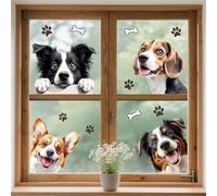 Peacoblue Window Static Cling Decal Sticker Double-Sided for Large Glass Car Windows, 1 Sheet Peek-a-Boo Dogs 120×30CM Waterproof Removable Window Decal for Home Office Classroom Decoration