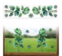 Peacoblue Window Static Cling Decal Sticker Double-Sided for Large Glass Window, 1 Sheet Monstera Plants and Leaves 120 x 30cm Waterproof Removable Window Decal for Home Office Classroom Decoration
