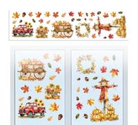 Peacoblue Window Static Clings - Large 120cmx30cm, Autumn Elements Decorative Removable Stickers for Home Office Glass Window Decor
