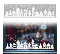 Peacoblue Window Static Clings Stickers Decal for Large Window 120cmx30cm, 1 Sheet House and Snowflakes Patterns Decorative Removable Window Sticker Cling Decor for Winter Home Office Glass