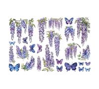 Peacoblue Wisteria Butterfly Rub On Transfers for Furniture Craft 6"x12"