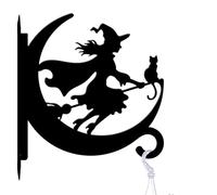 peacoblue Witch and Cat Plant Hanger Bracket, Iron Outdoor Hanging Hook