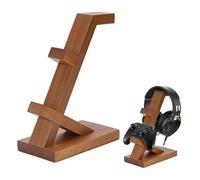 peacoblue Wooden Game Controller and Headphone Hanger Holder-Universal Gaming Desk Compatible with Xbox PS5 PS4 Switch, Headset Stand with Storage Rack Gifts for Gamers Teens Men Boyfriend