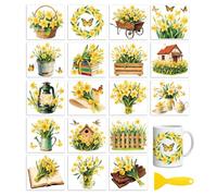Peacoblue Yellow Daffodils Rub On Transfers for Craft, Transfer Sticker
