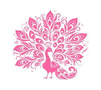 Peacock 10 Fine Carving Decals 54.6x58.5cm Glass Stickers Pink