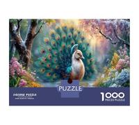 Peacock 1000 Piece Cardboard Jigsaw Puzzle Forest Stream for Adult Stress Relief Seekers Home Entertainment Unique Pattern 52x38cm/1000pcs