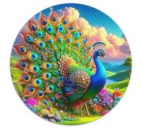 Peacock 1000 Piece Peacock And Flowers Round Puzzles for Kids And Adults Educational Games Unique Shape Impossible for Creative for Teenagers And Adults 1000pcs (67.5x67.5cm)