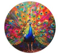 Peacock 1000 Piece Peacock And Flowers Round Puzzles for Kids And Adults Gift for Family Colorful for Impossible for Creative for Teenagers And Adults 1000pcs (67.5x67.5cm)