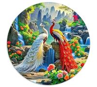 Peacock 1000 Piece Peacock And Flowers Round Puzzles for Kids And Adults Jigsaw Colorful for Impossible for Creative for Teenagers And Adults 1000pcs (67.5x67.5cm)