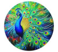 Peacock 1000 Piece Peacock And Flowers Round Puzzles for Kids And Adults Jigsaw Unique Shape And Home Decor Creative for Teenagers And Adults 1000pcs (67.5x67.5cm)