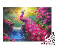 Peacock 1000-piece Premium Paper Puzzle Family Adults Teens Peacock by Waterfall Kids Educational Brain Teaser Creative Development Group Play Indoor Home Game 52x38cm/1000pcs