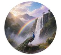 Peacock 1000 Piece Round Puzzle Light Challenge Kids And Teens Skill Development Bird Artful Creation Perfect for Classrooms 1000pcs (67.5x67.5cm)