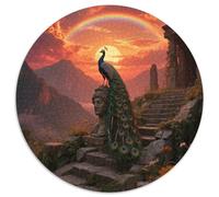 Peacock 1000 Piece Round Puzzle Relaxed Pace Grandparents And Kids Gentle Brain Exercise Bird Lovely Present Family Fun 1000pcs (67.5x67.5cm)