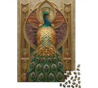Peacock 1000 Pieces Recycled Jigsaw Peacock Door Design Puzzle Stressful Workers Anxiety Relief Home Wall Art Cognitive Training 38x26cm/1000pcs