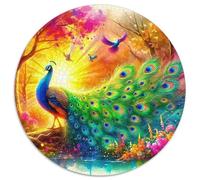 Peacock 1000 Pieces Round Jigsaw Puzzle Creative Challenging Educational Art Games for Adults And Kids 1000pcs (67.5x67.5cm)