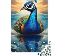 Peacock 1000 Pieces Thickened Paper Peacock Water Reflection Puzzle Grown-Ups Easy Store Relaxation Hobby Engaging Teaser 52x38cm/1000pcs
