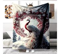 Peacock 130 x 150 cm Flannel Warm Soft Blanket Travel Camping Office Nap Blanket Boys Girls Bedroom Bed Linen Gifts (A, 70 x 100 cm)