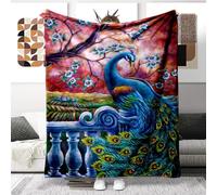 Peacock 130 x 150 cm Flannel Warm Soft Blanket Travel Camping Office Nap Blanket Boys Girls Bedroom Bedding Gifts (C, 100 x 130 cm)