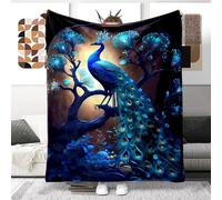 Peacock 130 x 150 cm Flannel Warm Soft Blanket Travel Camping Office Nap Blanket Boys Girls Bedroom Bed Linen Gifts (B, 100 x 150 cm)