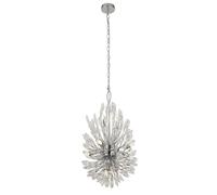 peacock 14 light clear crystal pendant light in chrome