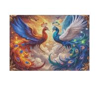 Peacock 300 Piece Jigsaw Puzzle for Adults Luminous Enchanted Beasts Date Night Activity Couple Bonding Beautiful Design Ideal Anniversary Present 300 PCS