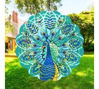 Peacock 3D Kinetic Wind Spinner, Outdoor Hanging Garden Ornaments, Metal Laser Cut Wind Chimes Pinwheels, Unique Birthday Gardening Gifts for Women, Mum & Grandma
