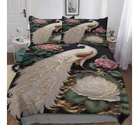 Peacock 3D Printed Duvet Cover Set with Pillowcases Quilt Covers Soft Brushed Microfiber Bedding For Boys, Girls And Teenagers Poly Cotton Comforter Cover Double (200x200cm)