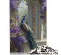 Peacock 500 Pieces Wooden Jigsaw Puzzles for Adults Fun Education Game Stress Relief Toy Decoration Toy Intellectual Game Challenge Educational 500pcs (52x38cm)