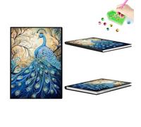 Peacock 5D DIY Diamond Art Painting Notebook Kit (50 Pages A5 No Lines) Rhinestone Art Painting Notebook Kit for Adults Beginners Holiday Birthday Gift