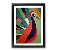 Peacock Abstract Framed Wall Art Print A2 Black