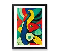 Peacock Abstract Framed Wall Art Print A2 Black