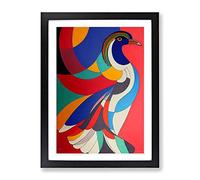 Peacock Abstract Framed Wall Art Print A2 Black