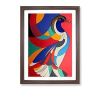 Peacock Abstract No.1 Framed Print for Living Room Bedroom Home Office Décor, Wall Art Picture Ready to Hang, Walnut A4 Frame (34 x 25 cm)